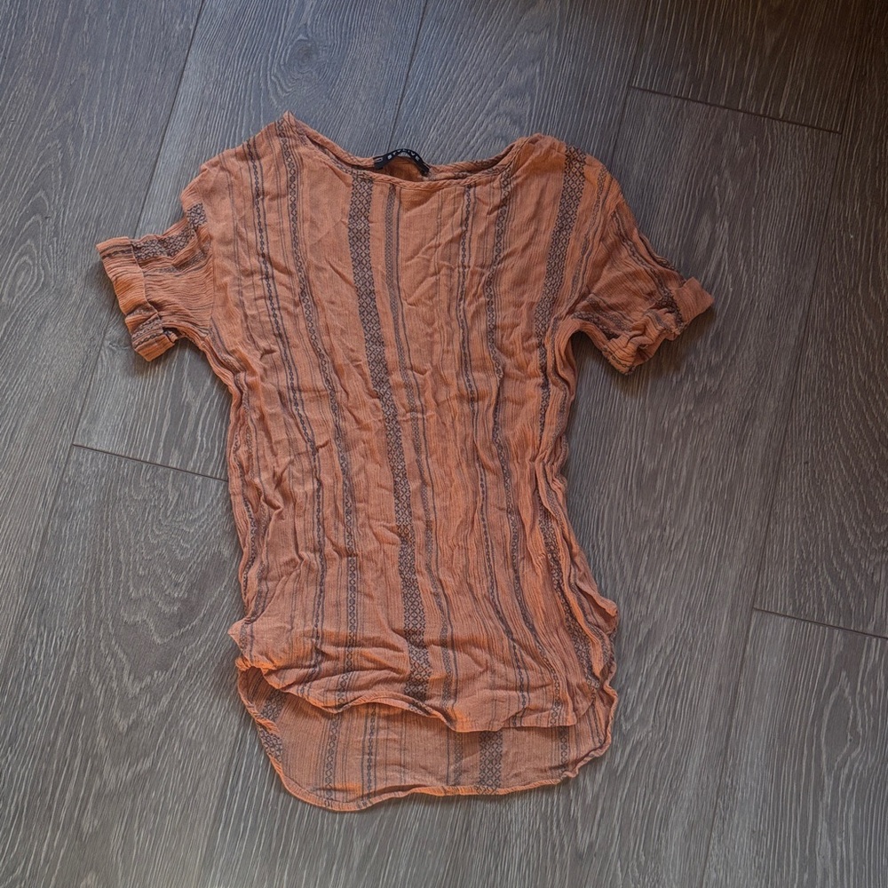 Casual Striped Orange Tee